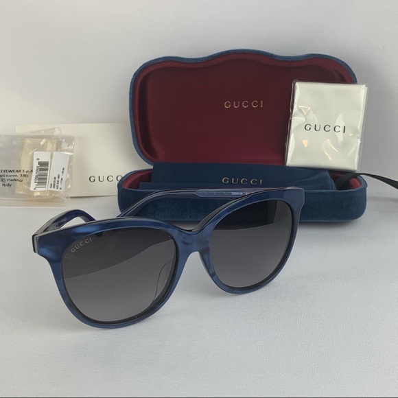❌SOLD❌GUCCI GG0081SK 005 Blue Acetate Oval Frames - Picture 16 of 16
